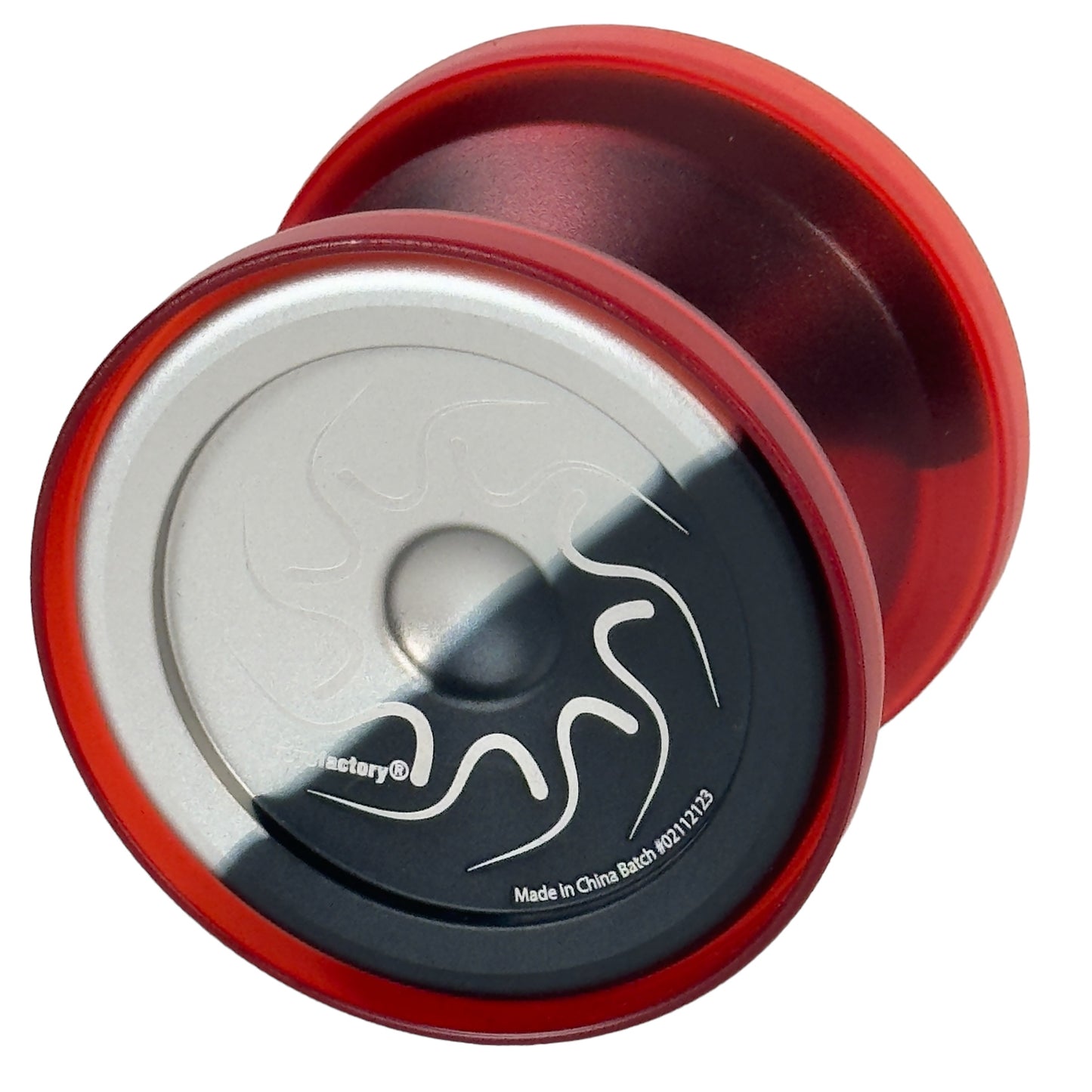 nine dragons yoyo - silver black fade, red caps