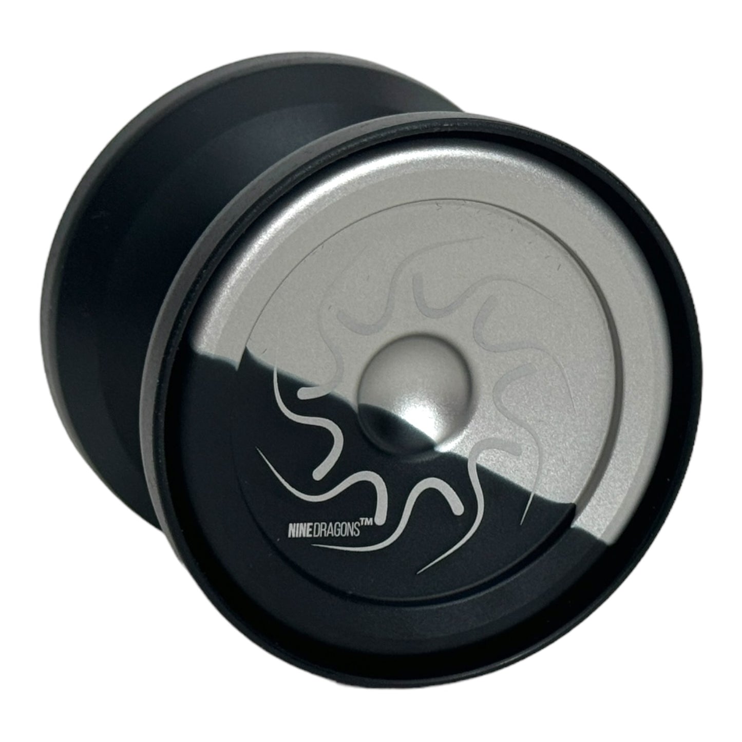 nine dragons yoyo silver black with black caps