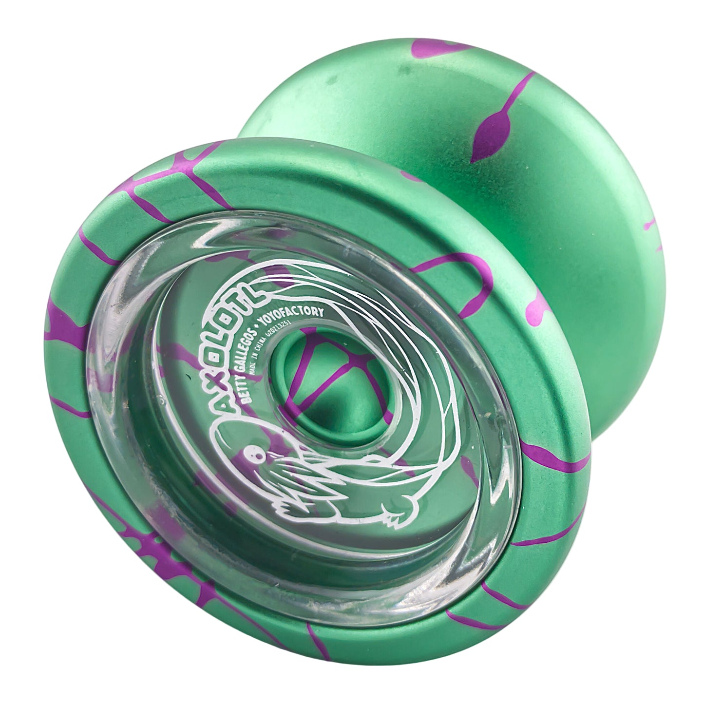 Axolotl Metal yoyo green and purple splash