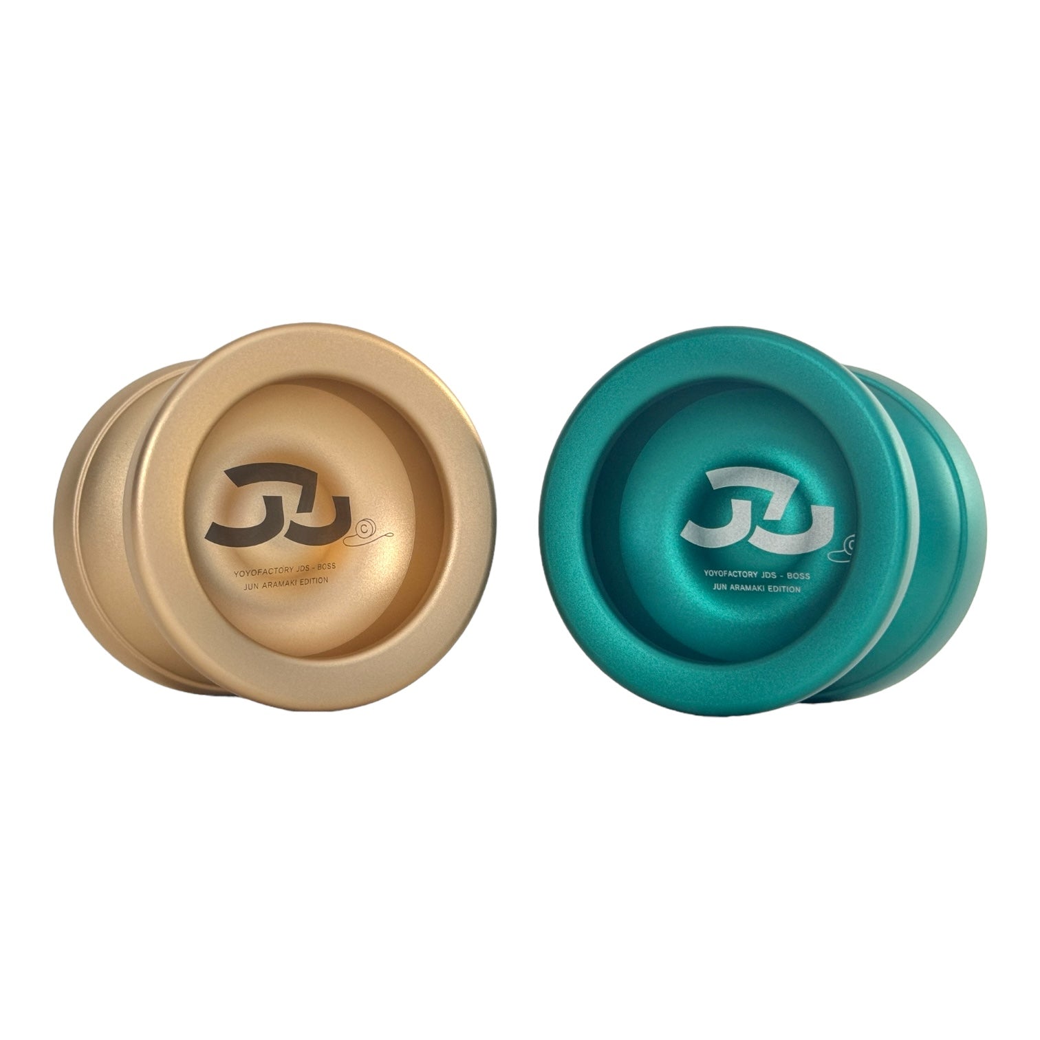 JDS BOSS YOYOS GOLD AND GREEN SIDE VIEW