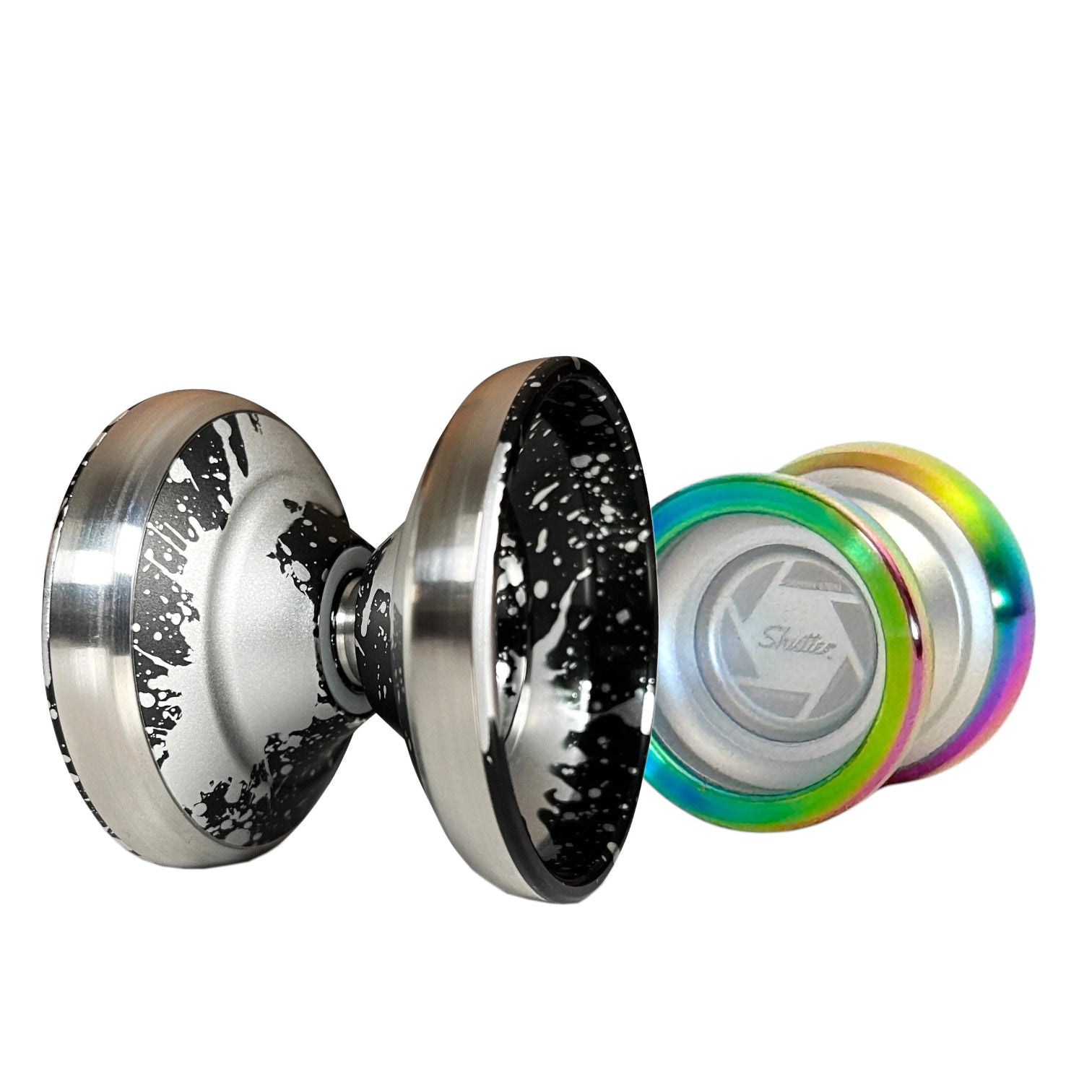 Shutter Competitor YoYo Pack - black and silver splash with silver and rainbow