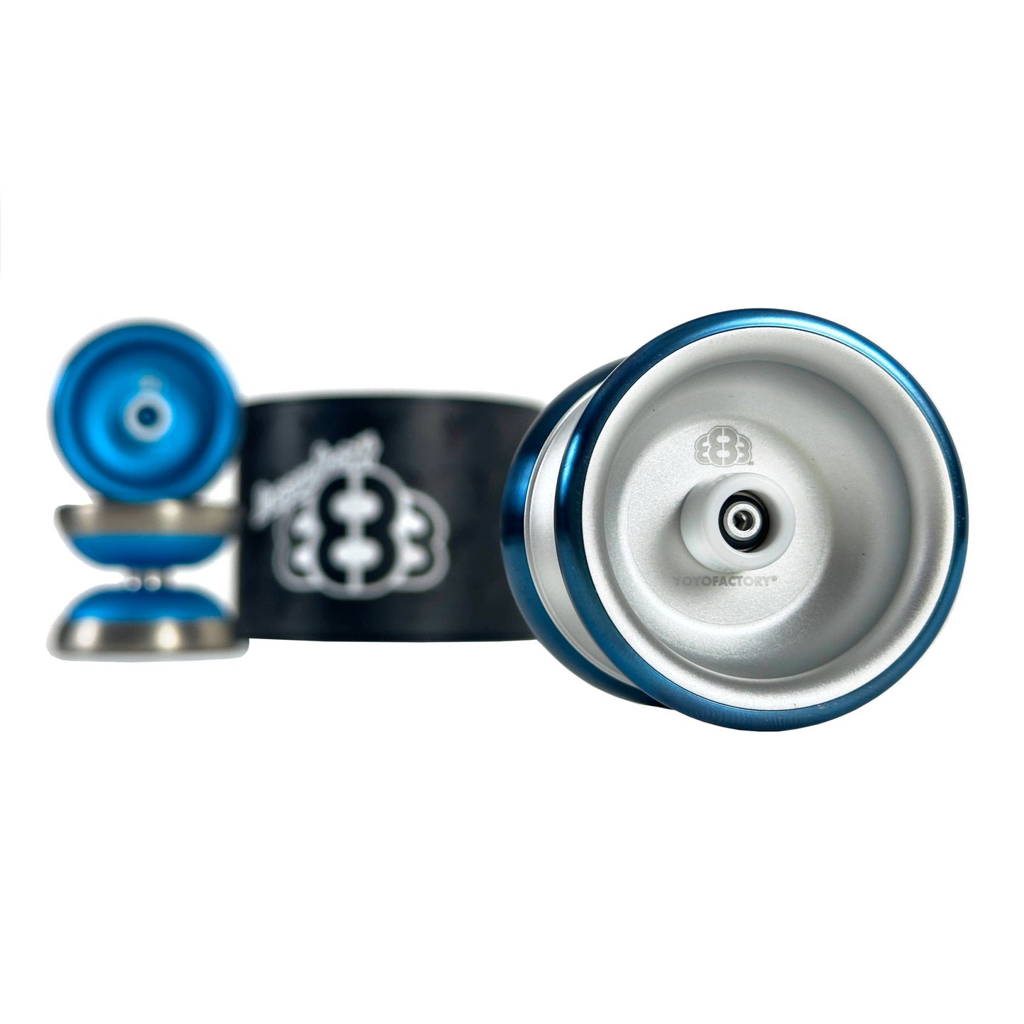 legendary 888 yoyo silver aqua side view