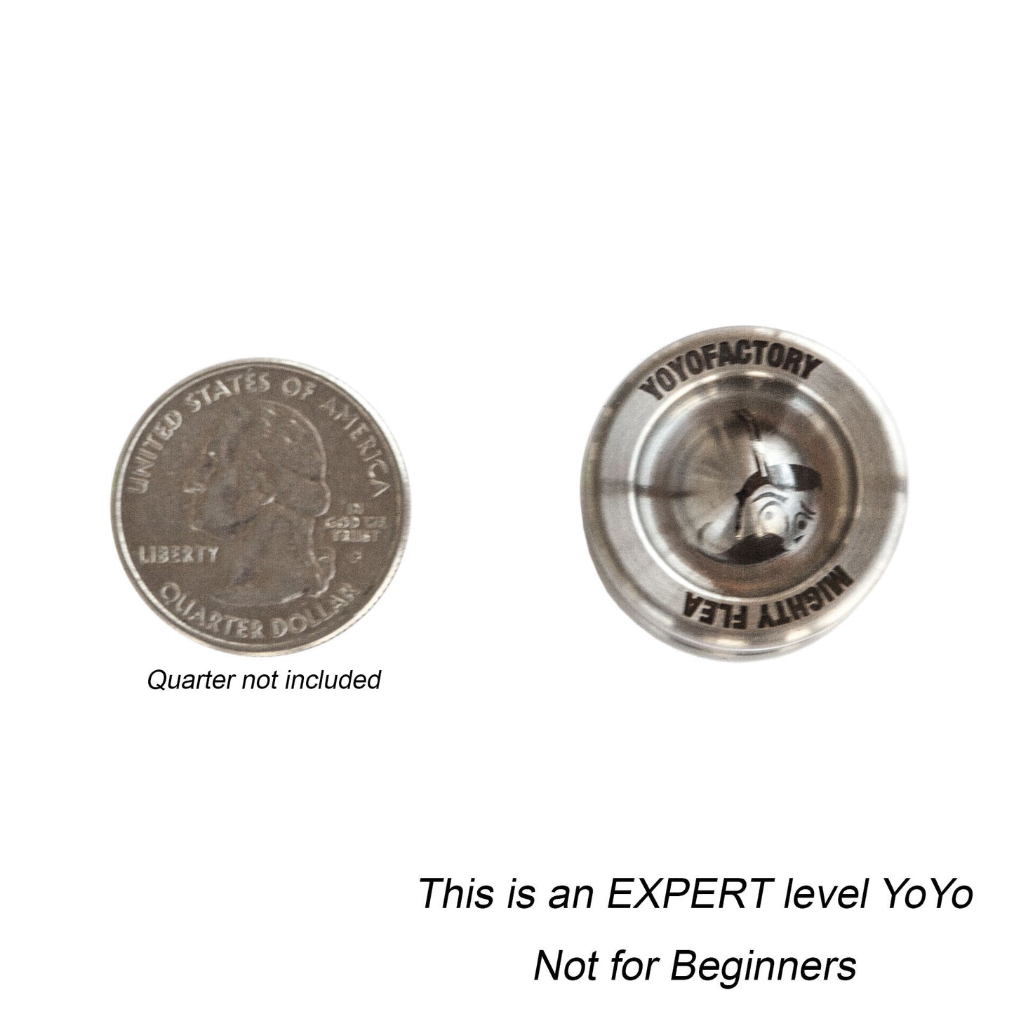 Mighty Flea Yoyo next to the coin