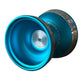 Starlight plus blue yo-yo with a silver center hub and engraved star design, resting on a textured gray concrete surface.