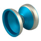 Miracle 4 YoYo - A metallic blue and silver yo-yo shown from a three-quarters perspective on a solid white background.
