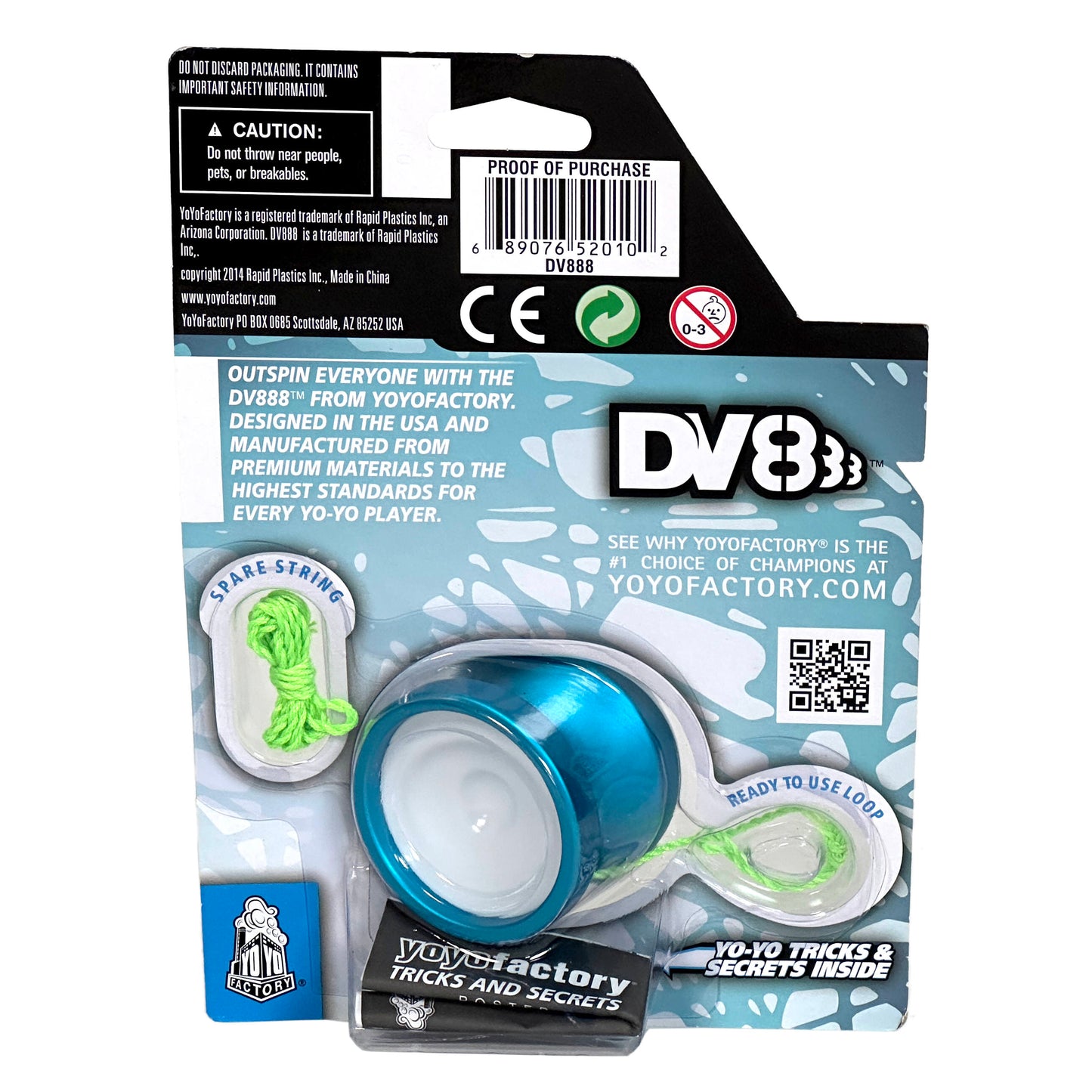 DV888 YoYo aqua in the box back view