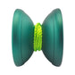 Godspeed Green yoyo with a bright green string on a white background