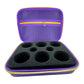 Purple yoyo carrying case with black interior compartments for 6 yoyos