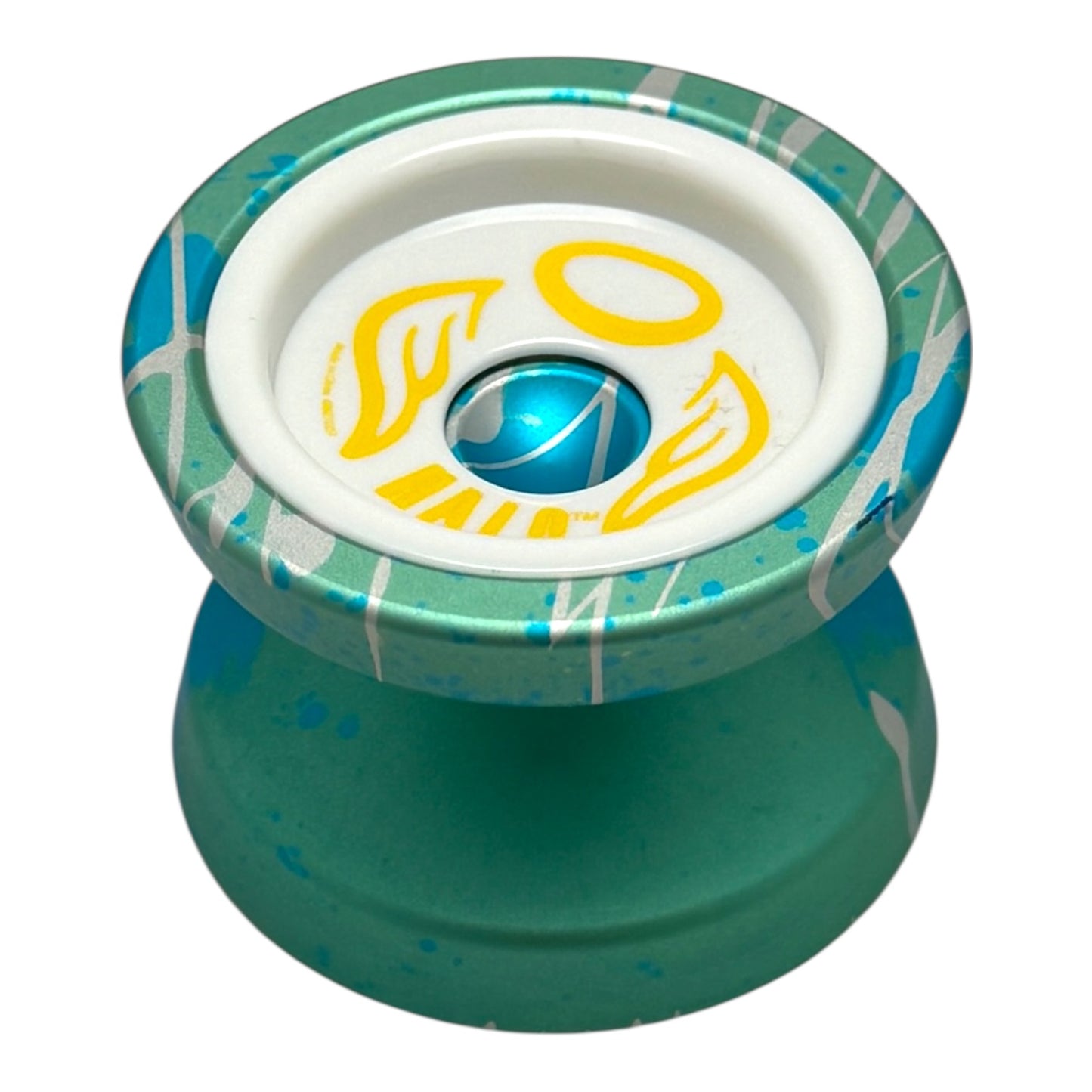 Metal HALO YoYo green blue splash side view